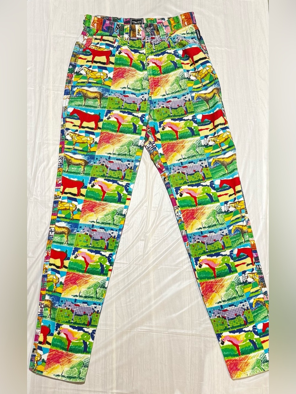 Versace Multicolor Graphic Animal-Print Skinny Jeans